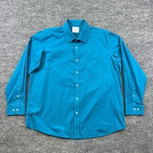 Bespoke Mens Dress Shirt XL 17-17.5 Blue Classic Fit Button Front Long Sleeve